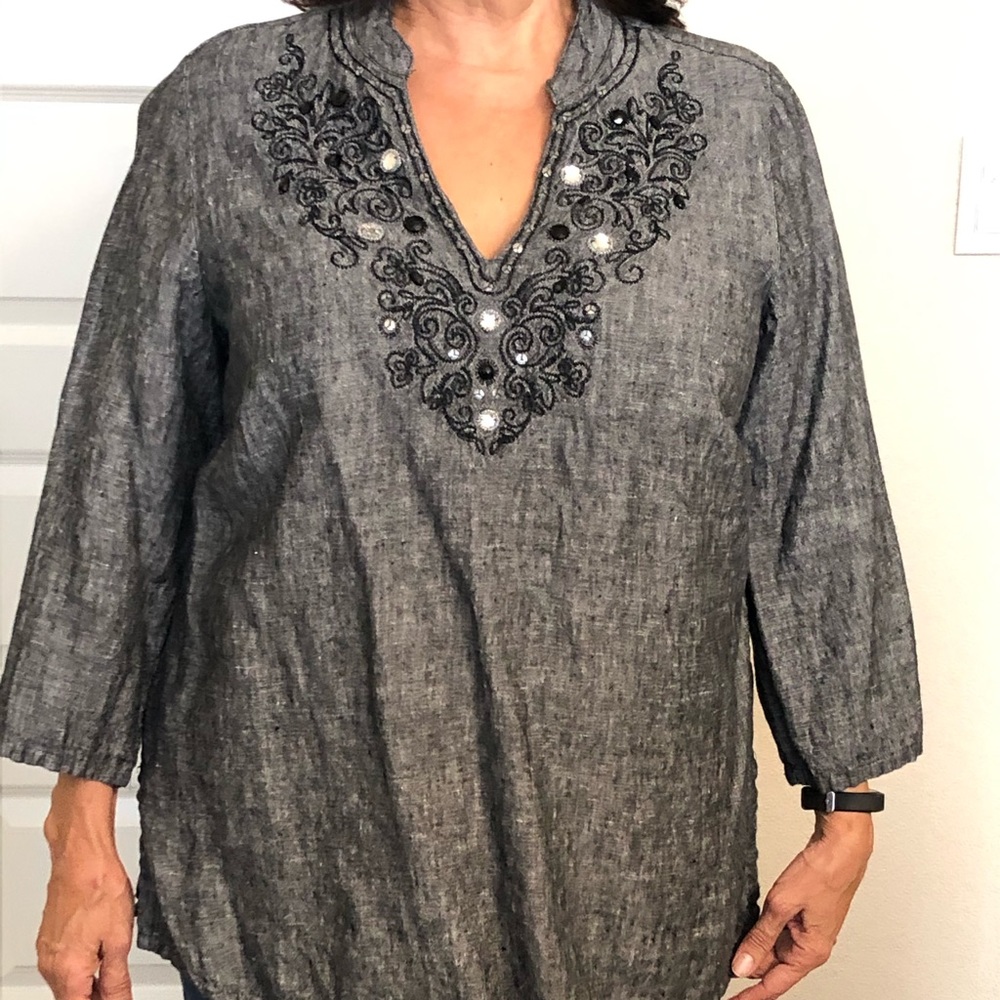 Dark grey linen top